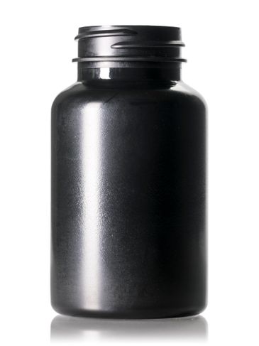 150 cc black HDPE plastic pill packer bottle with 38-400 neck finish