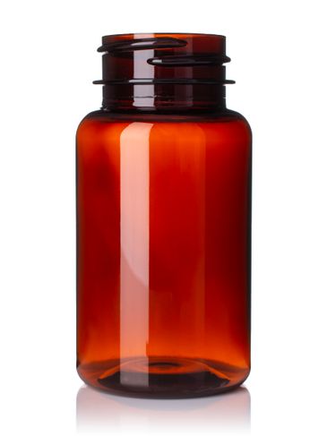 75 cc amber PET plastic pill packer bottle with 33-400 neck finish