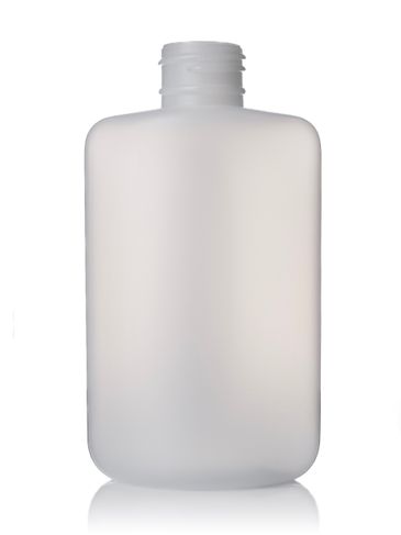 4 oz natural-colored HDPE plastic oval bottle with 24-410 neck finish