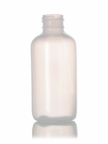 4 oz natural-colored LDPE plastic boston round bottle with 24-410 neck finish