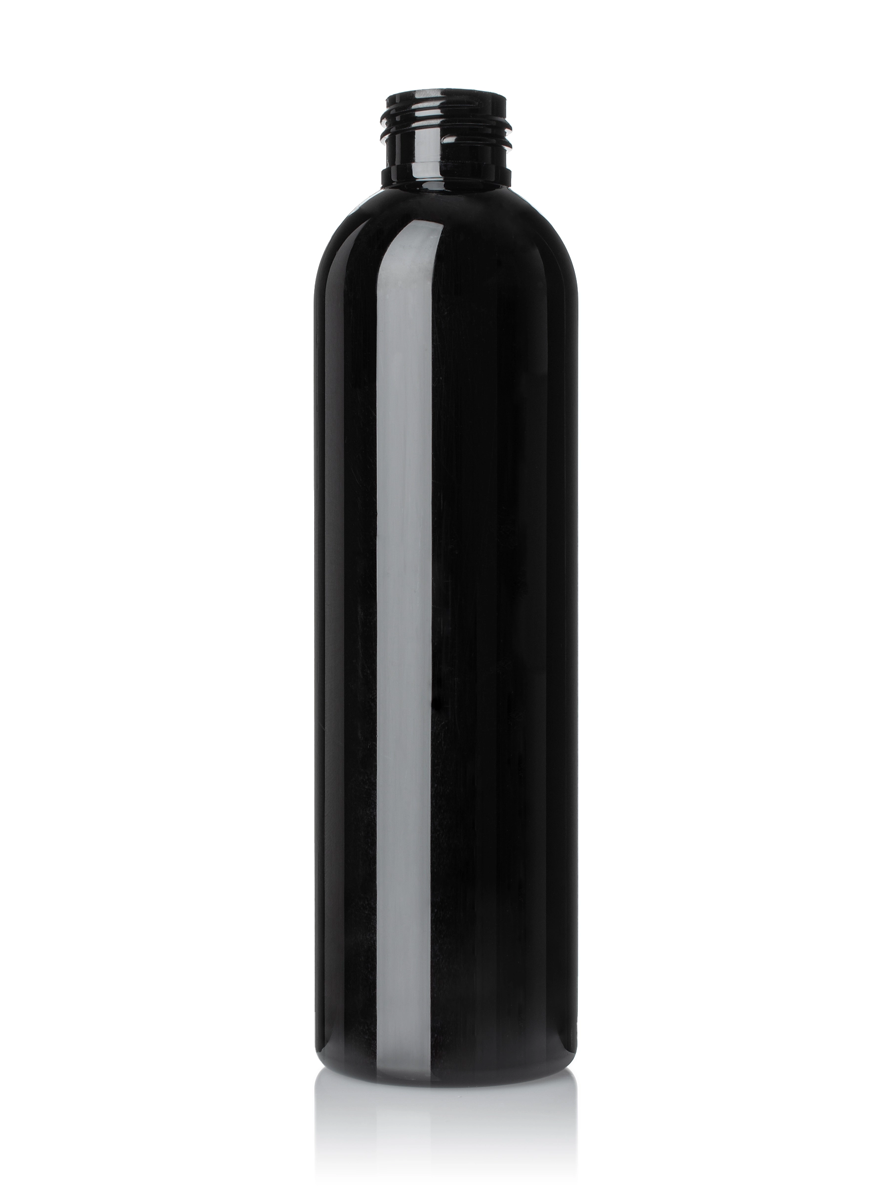 8 oz Black PET Plastic Cosmo Round Bottle – B783BK