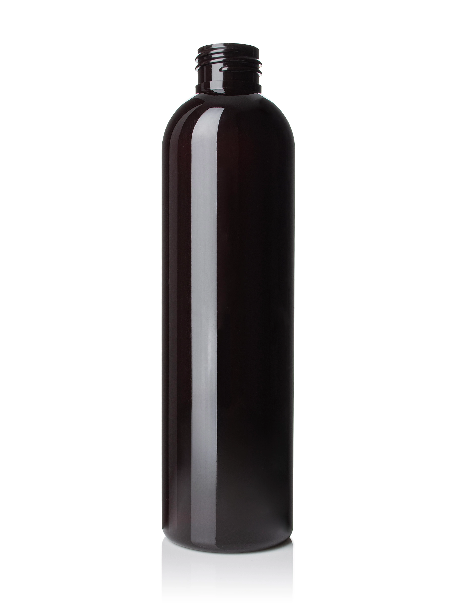 8 oz Dark Amber PET Plastic Cosmo Round Bottle – B783DA
