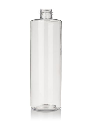 12 oz clear PET plastic cylinder round bottle with 24-410 neck finish