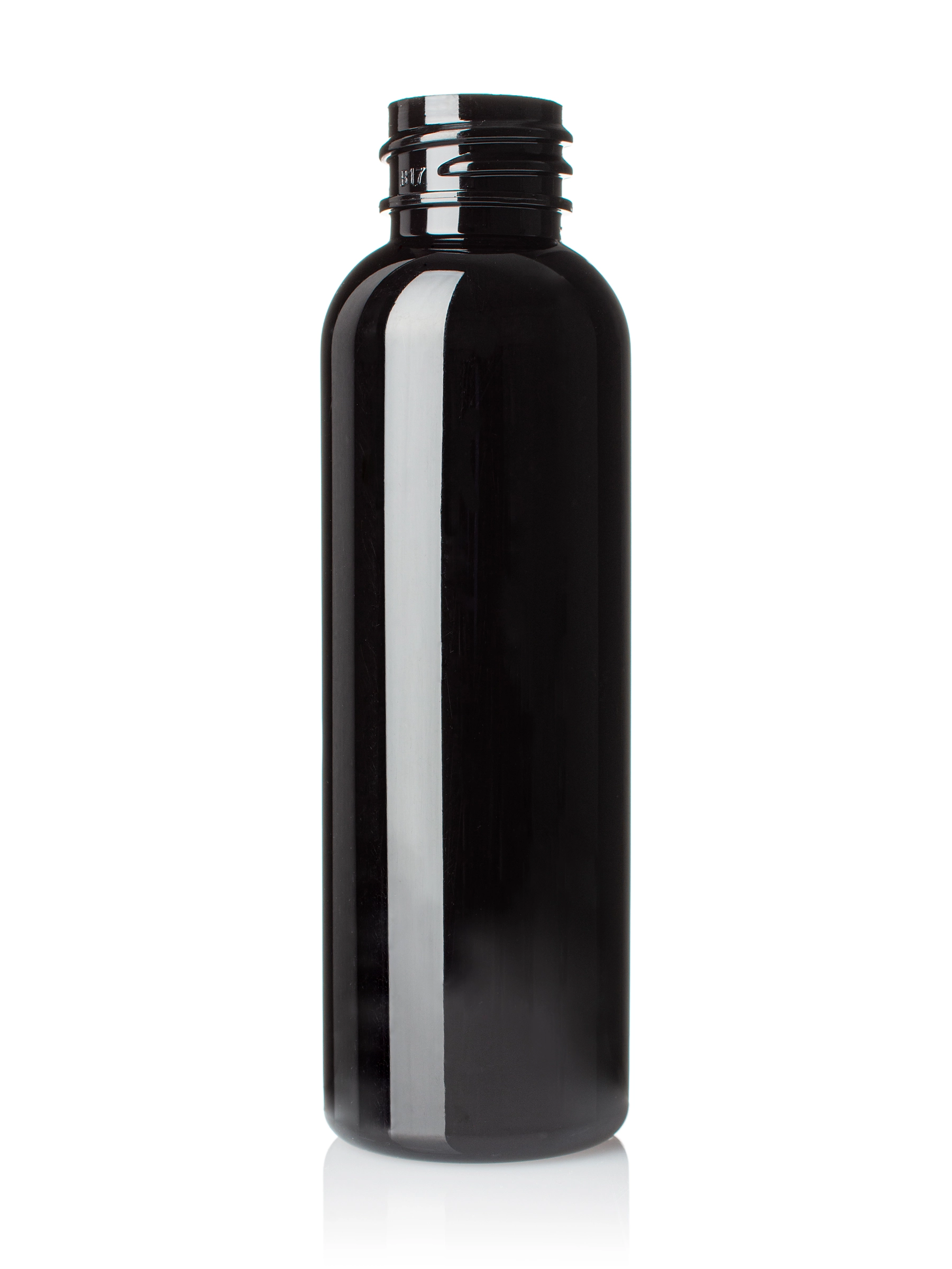 2 oz Black PET Plastic Cosmo Round Bottle – B786BK