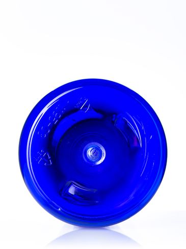 16 oz cobalt blue PET plastic boston round bottle with 24-410 neck finish