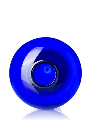 16 oz cobalt blue PET plastic boston round bottle with 24-410 neck finish