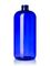 16 oz cobalt blue PET plastic boston round bottle with 24-410 neck finish