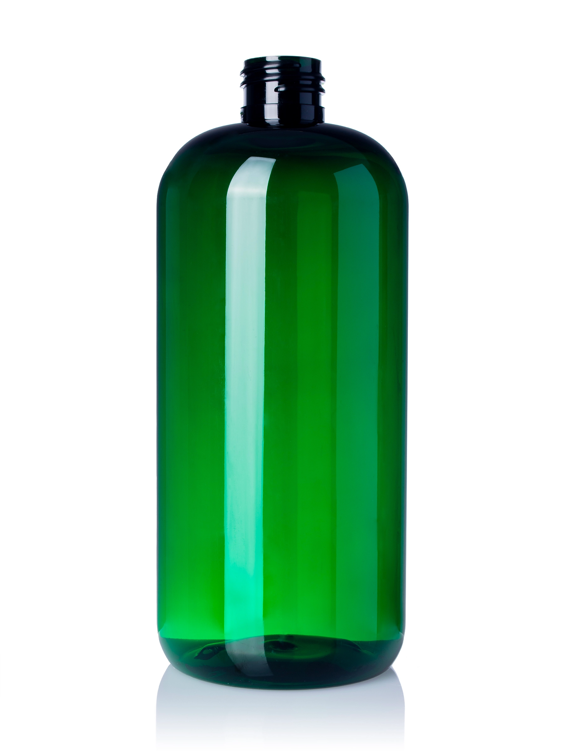 16 oz Green PET Plastic Boston Round Bottle – B804GN