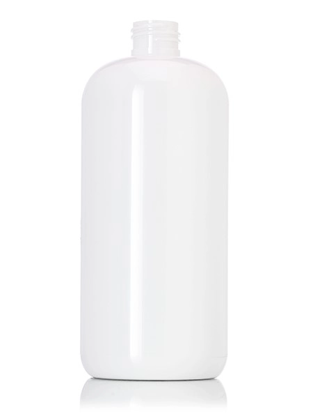 16 oz White PET Plastic Boston Round Bottle – B804W
