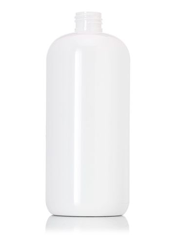 16 oz white PET plastic boston round bottle with 24-410 neck finish