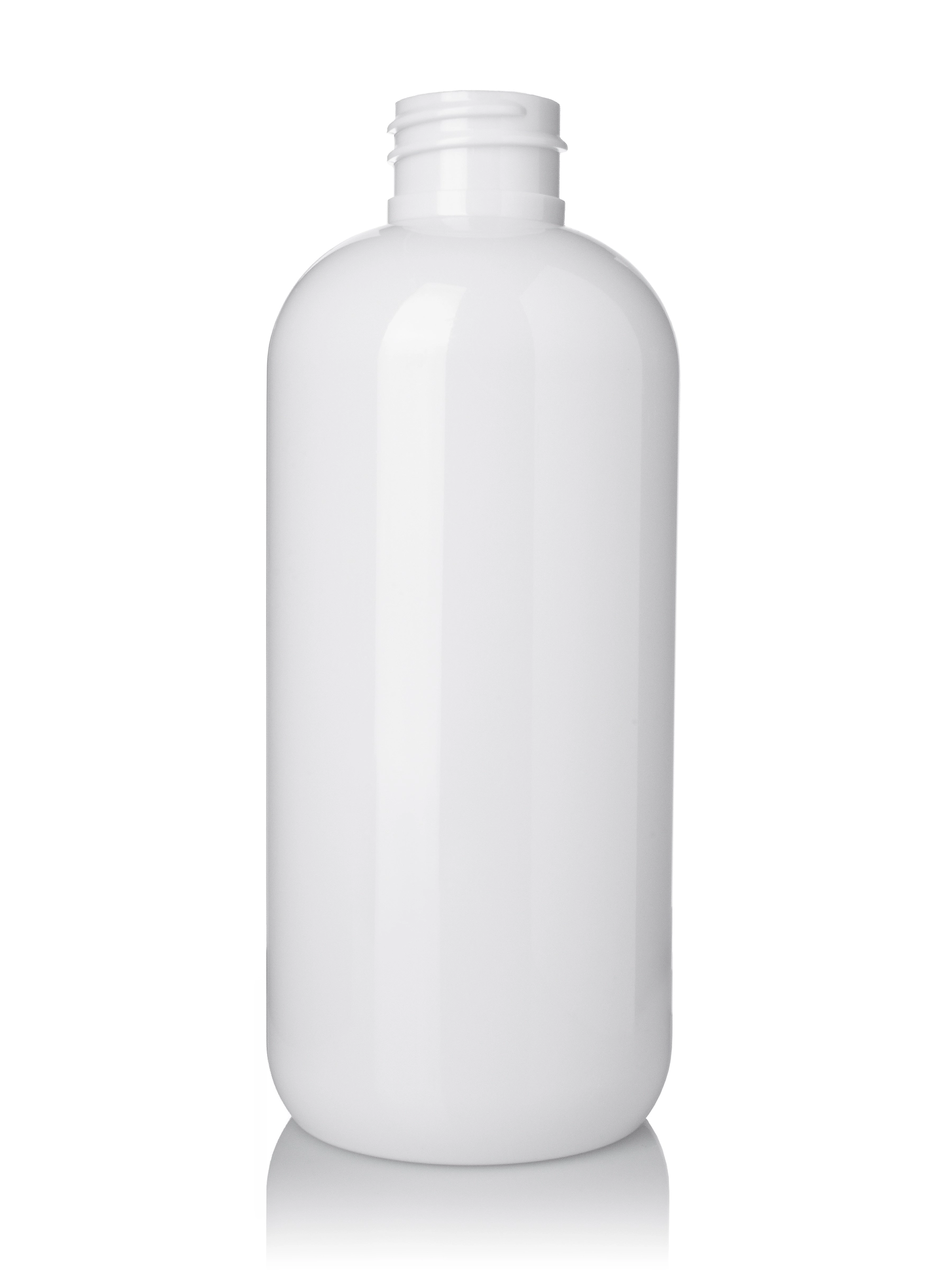 12 oz White PET Plastic Boston Round Bottle – B817