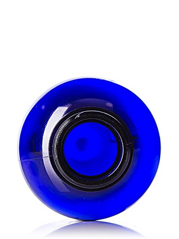 4 oz cobalt blue PET plastic boston round bottle with 24-400 neck finish