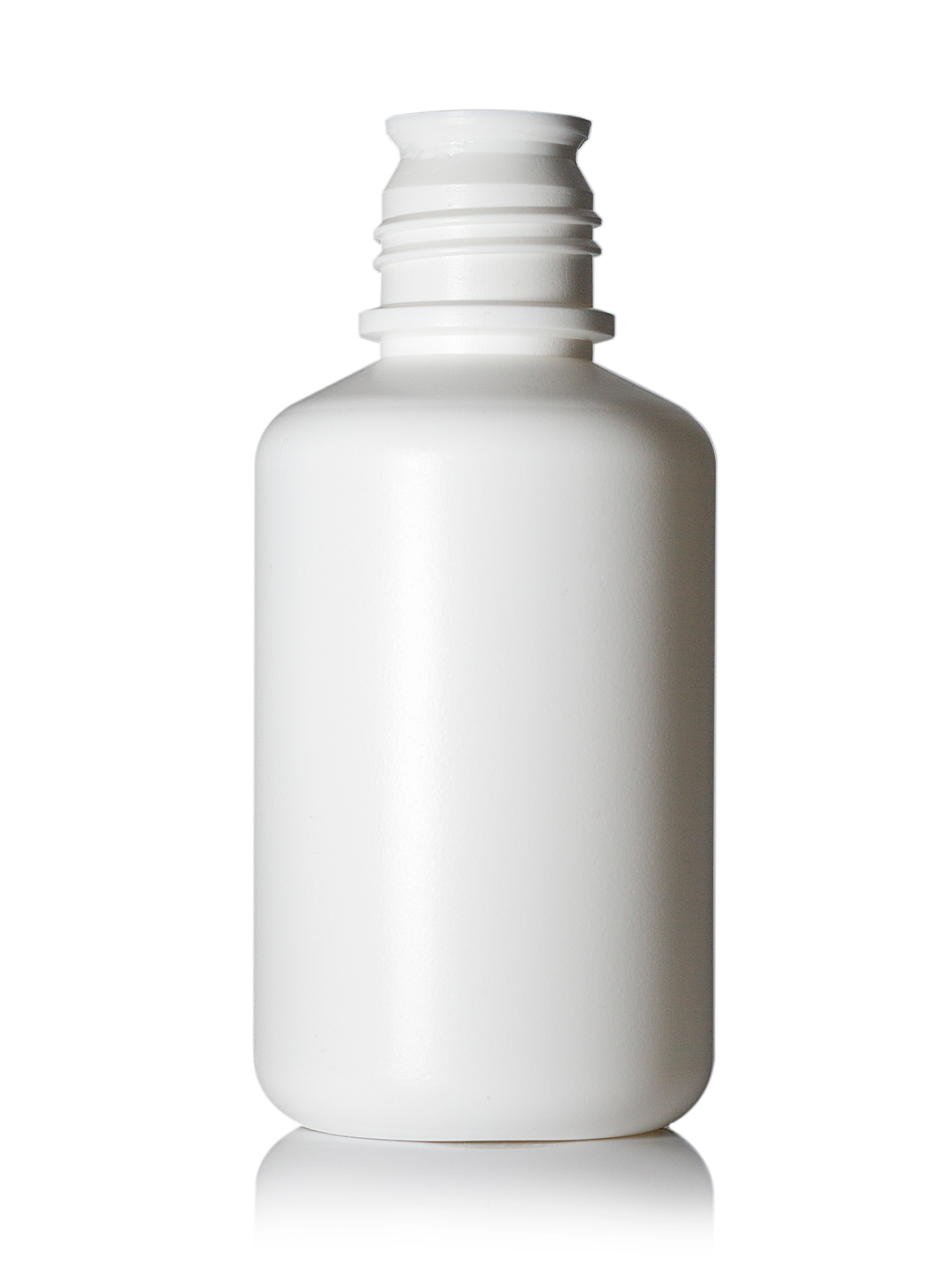 16 oz White HDPE Plastic Boston Round Buttress Bottle – B874