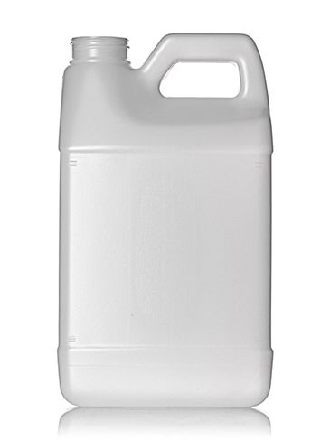 64 oz natural-colored HDPE plastic f-style container with 38-400 neck finish