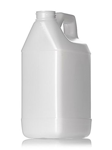64 oz natural-colored HDPE plastic f-style container with 38-400 neck finish