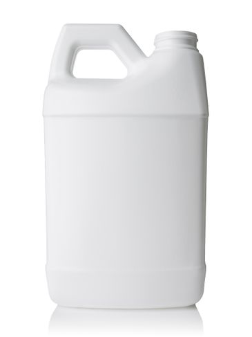 64 oz white HDPE plastic f-style container with 38-400 neck finish