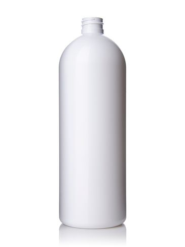 32 oz white PET plastic cosmo round bottle with 28-410 neck finish