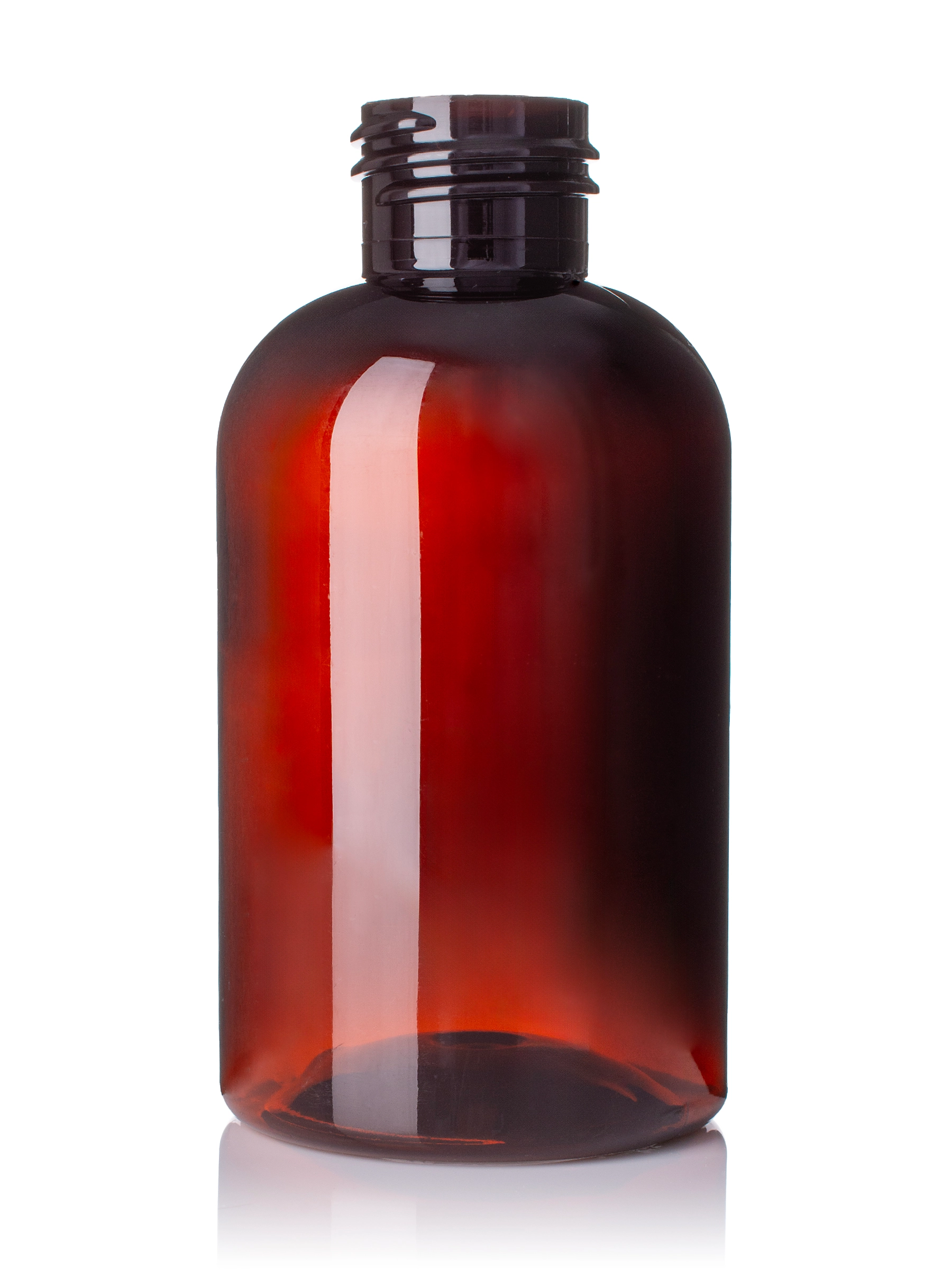 4 oz Amber PET Plastic Squat Boston Round Bottle – B944AM