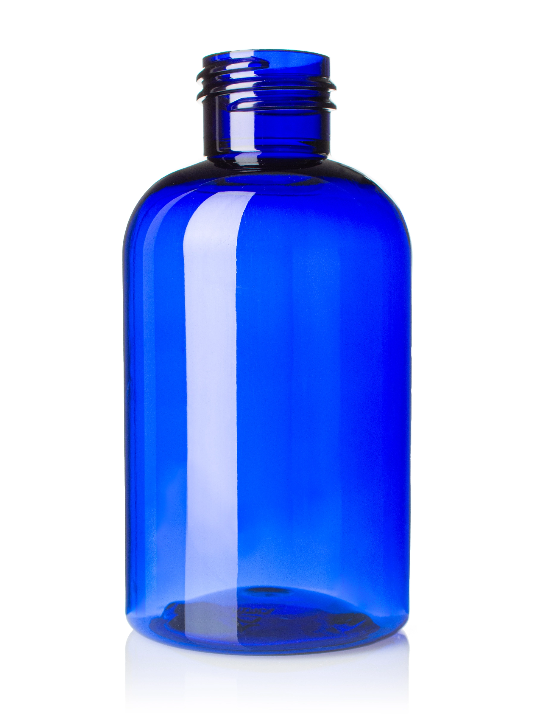 4 oz Cobalt Blue PET Plastic Squat Boston Round Bottle – B944BL