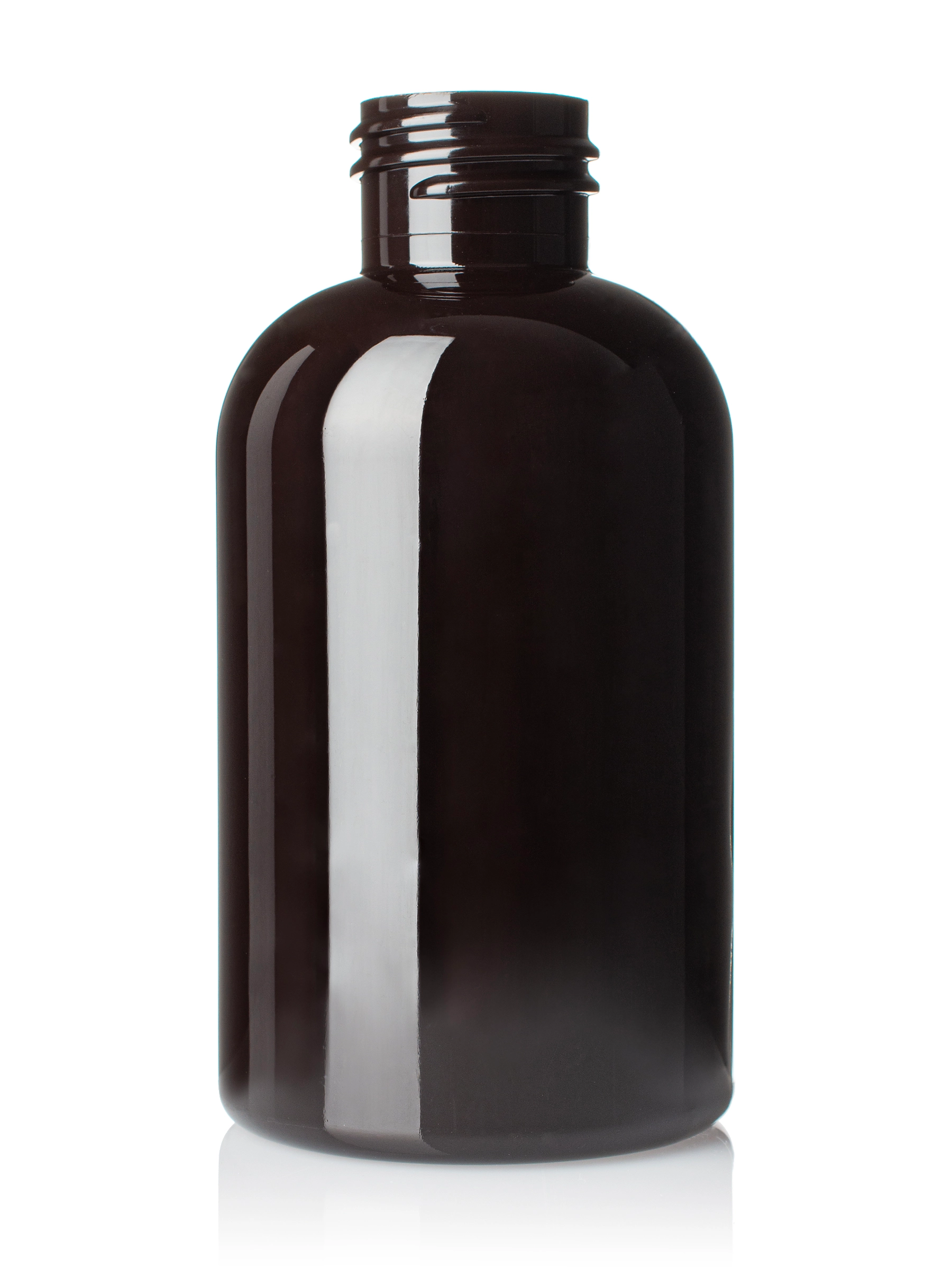 4 oz Dark Amber PET Plastic Squat Boston Round Bottle – B944DA