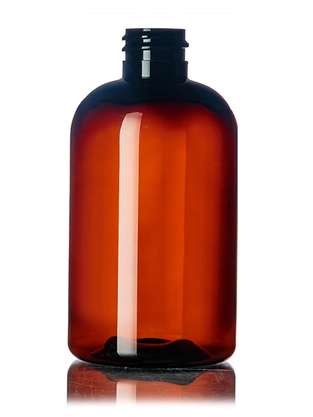 4 oz Amber PET Plastic Squat Boston Round Bottle – B945AM