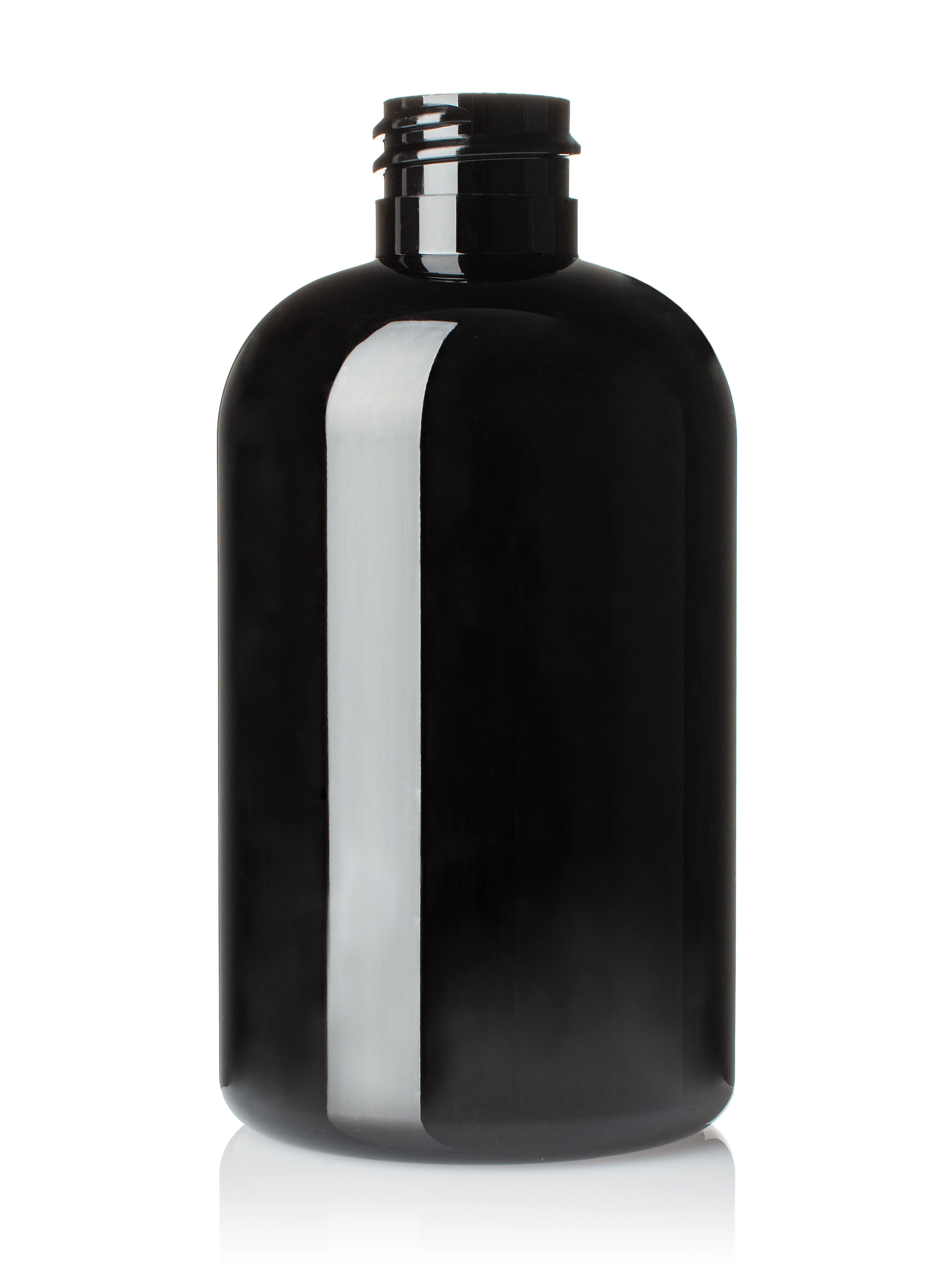 4 oz Black PET Plastic Squat Boston Round Bottle – B945BK