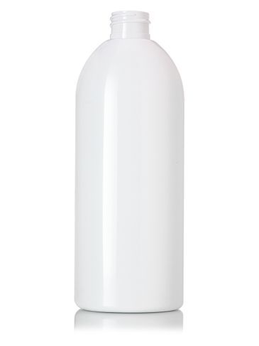 16 oz white PET plastic capri oval bottle with 28-410 neck finish