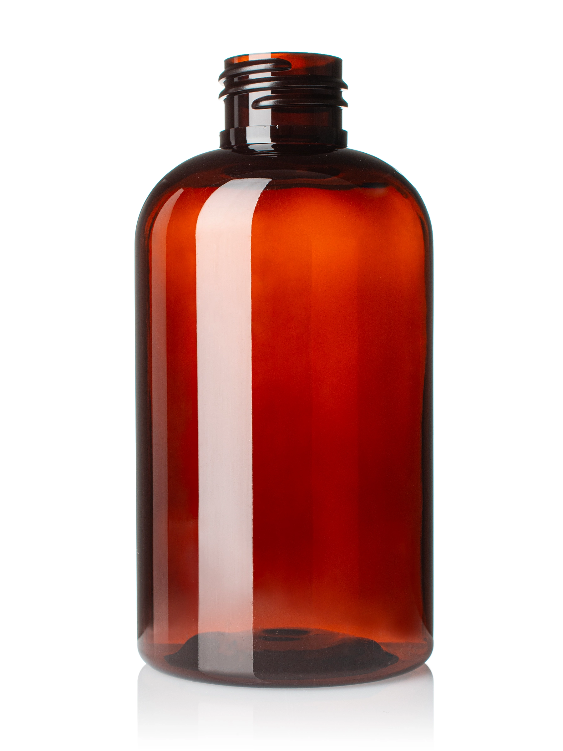 6 oz Amber PET Plastic Squat Boston Round Bottle – B951AM