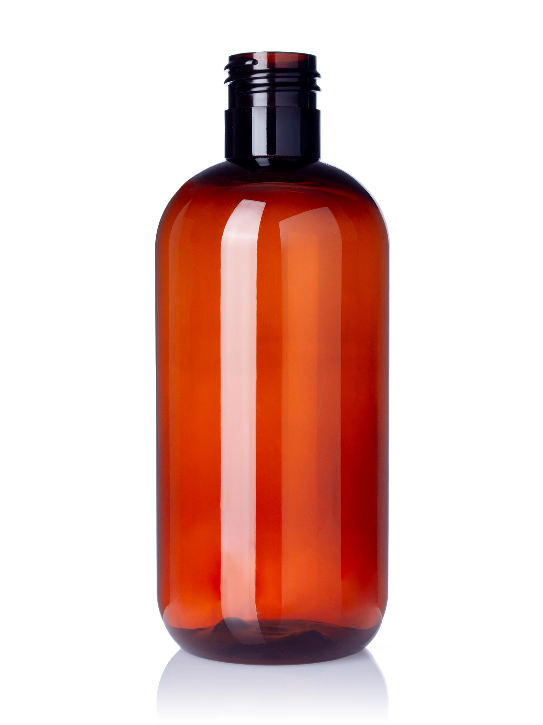8 oz Amber PET Plastic Boston Round Bottle – B956AM