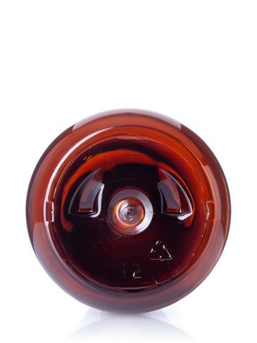 8 oz amber PET plastic boston round bottle with 24-415 neck finish