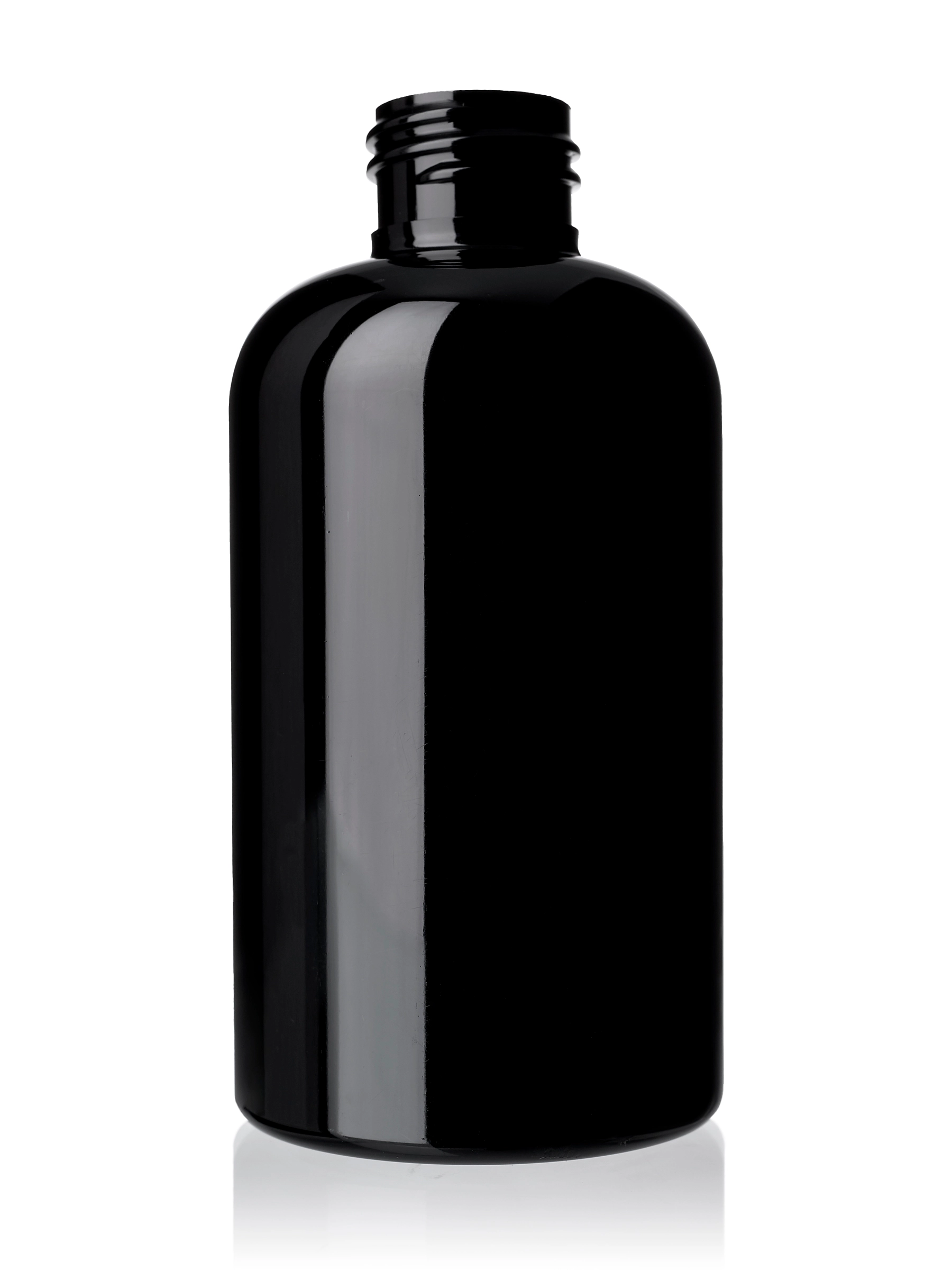 6 oz Black PET Plastic Squat Boston Round Bottle – B980BK