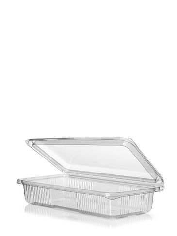 8.46 x 4.33 x 1.77 inch clear PET plastic hinged rectangle disposable container
