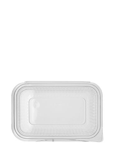 7.48 x 4.92 x 2.95 inch clear PET plastic hinged rectangle disposable container