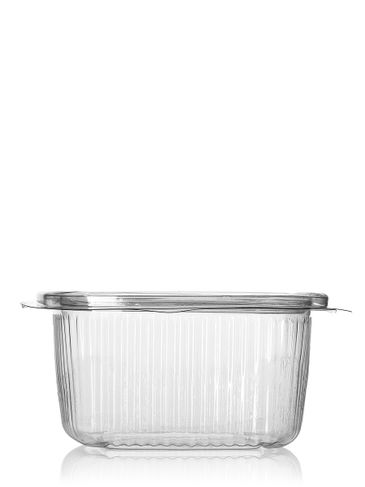 5.31 x 4.72 x 2.17 inch clear PET plastic hinged rectangle disposable container
