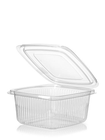 5.31 x 4.72 x 2.17 inch clear PET plastic hinged rectangle disposable container