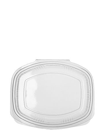 7.87 x 6.5 x 1.97 inch clear PET plastic hinged oval disposable container