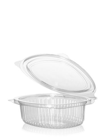 100 mL clear PET plastic hinged oval disposable condiment container