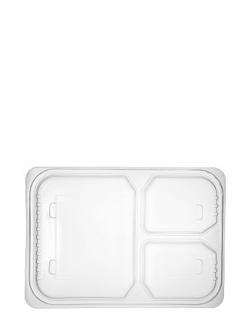 11.42 x 7.87 x 1.38 inch clarified PP plastic rectangular disposable meal box container lid (3 compartments)