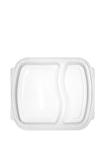 9.45 x 8.07 x .79 inch clarified PP plastic rectangular disposable meal box container lid (2 compartments)