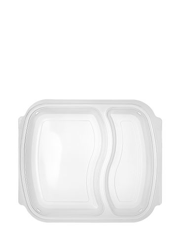 9.45 x 8.07 x .79 inch clarified PP plastic rectangular disposable meal box container lid (2 compartments)