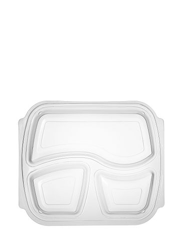 9.45 x 8.07 x .79 inch clarified PP plastic rectangular disposable meal box container lid (3 compartments)