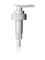 White PP plastic 28-400 ribbed skirt down-lock saddle head dispensing pump with 8.8 inch dip tube (1.8 cc output)
