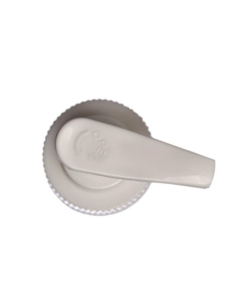 White PP Plastic 28-400 Ribbed Skirt Down-Lock Saddle Head Dispensing Pump – DP03WH