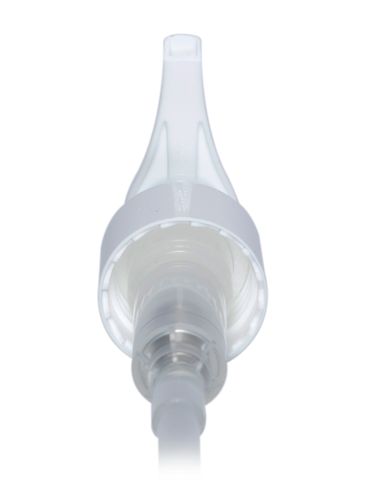 White PP plastic 24-410 smooth skirt up-lock head dispensing pump with 8.75 inch dip tube (1.2 cc output)