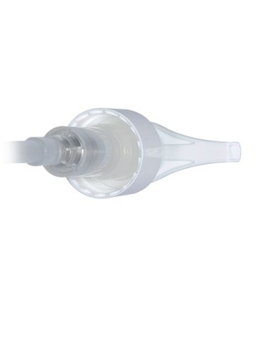 White PP plastic 24-410 smooth skirt up-lock head dispensing pump with 10 inch dip tube (1.2 cc output)