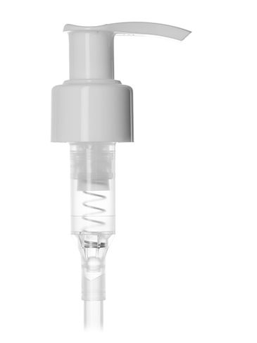 White PP plastic 24-410 smooth skirt up-lock head dispensing pump with 10 inch dip tube (1.2 cc output)