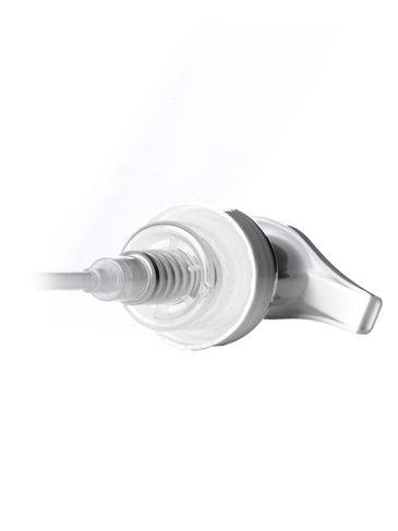White PP plastic 40 mm smooth skirt foamer dispensing pump with 4.625 inch dip tube (0.7 cc output)