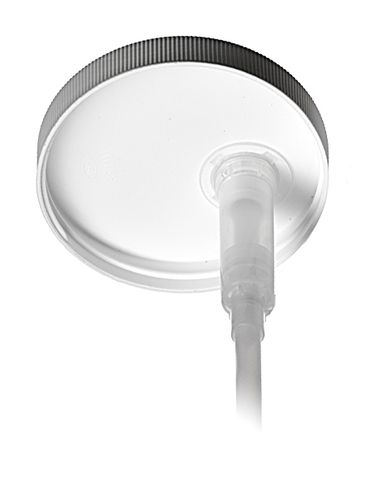 White PP plastic 89-400 ribbed skirt cap/pump with 7 inch dip tube (3.5 cc output)