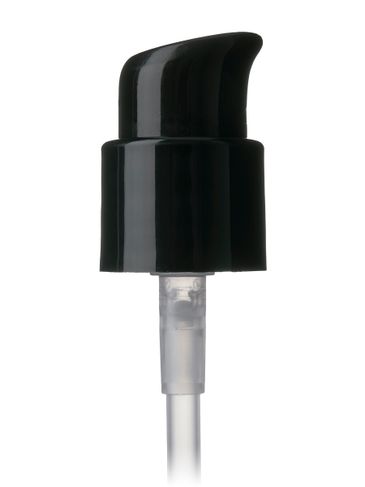 Black PP plastic 20-400 smooth skirt up-lock fingertip treatment pump with 3.5 inch dip tube (0.25 cc output)