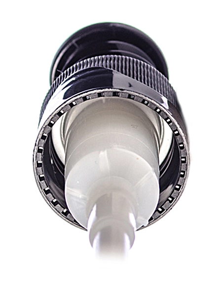 Black PP Plastic 24-410 Ribbed Skirt Up-Lock Spiral-Shaped Cowl Dispensing Pump – DP42